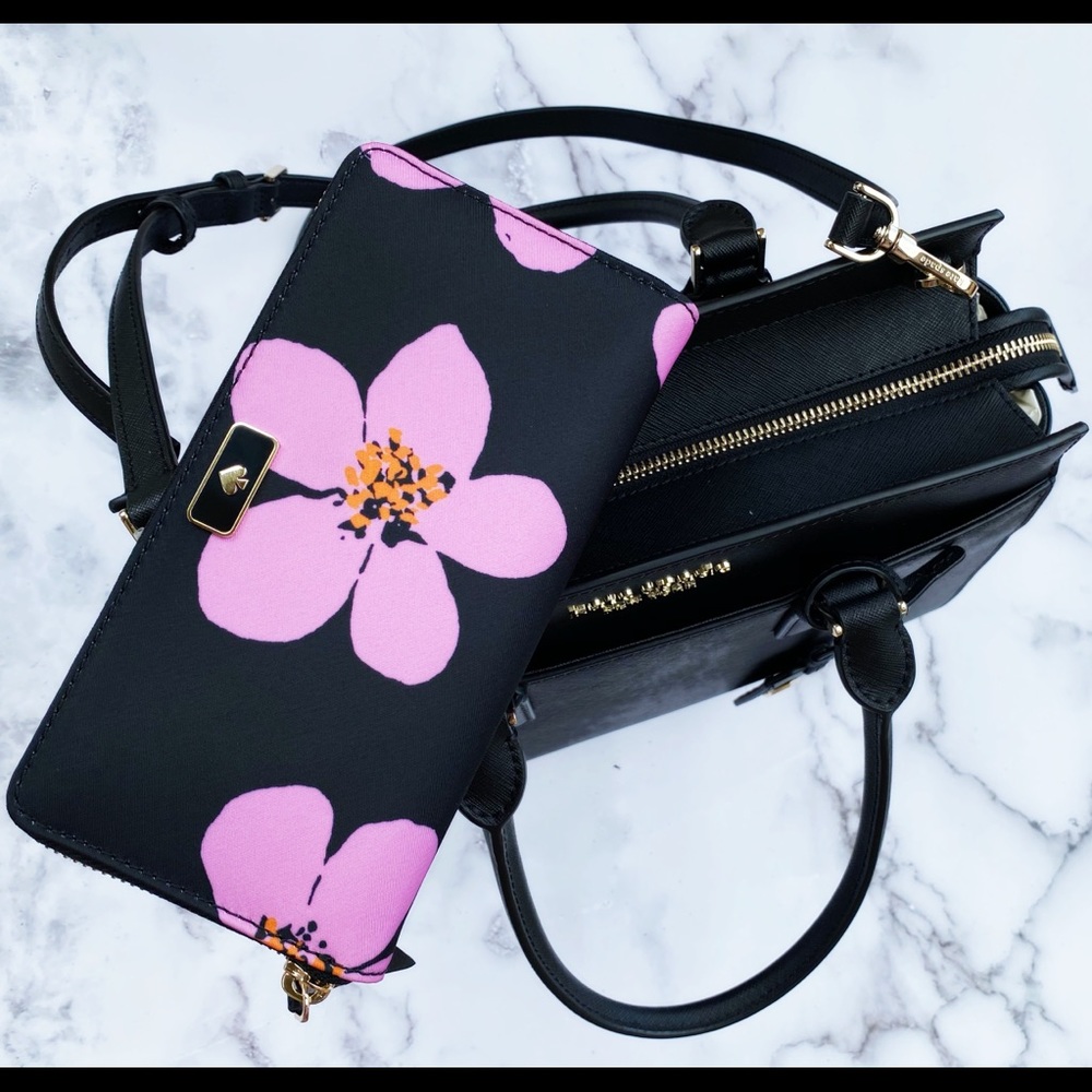 BUNDLE Kate spade Satchel Black Floral wallet - Picture 3 of 8